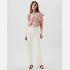 GAP High Rise Wide Leg Relaxed Jeans Off White 100% Cotton Size 30/10 NWT RT$70